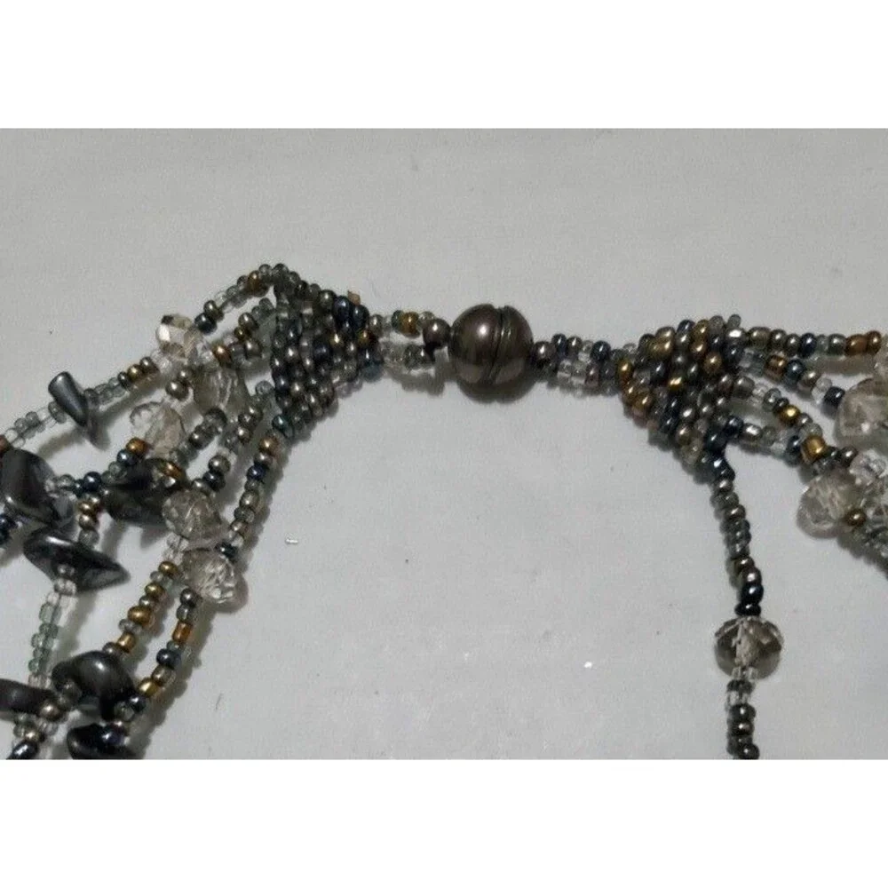 Vintage Charcoal Beaded 5 Strands 11